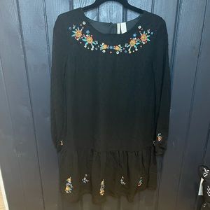 Black dress with floral print